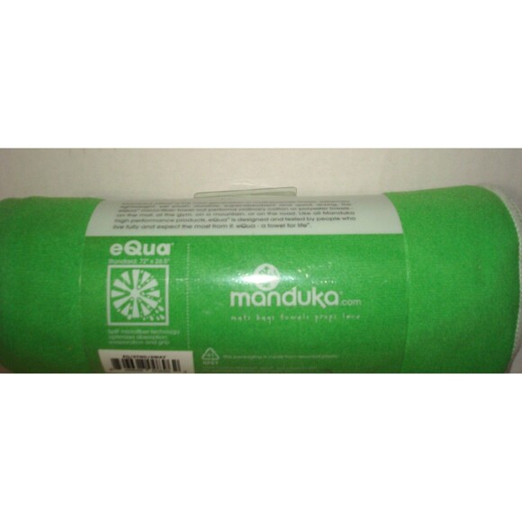 Manduka Equa Grippy Yoga Mat Towel Glide  26.5 " x 72" New Bright Green Hot Slip - Picture 4 of 4
